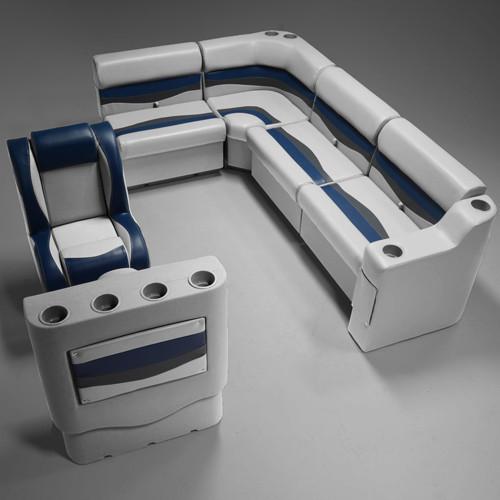 Gray, Blue & Charcoal Pontoon Boat Seats