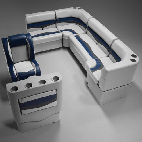 Gray, Blue & Charcoal Pontoon Boat Seats