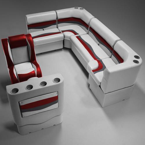 Gray, Red & Charcoal Pontoon Boat Seats