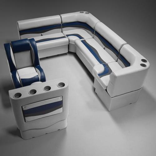 Gray, Blue & Charcoal Pontoon Boat Seats