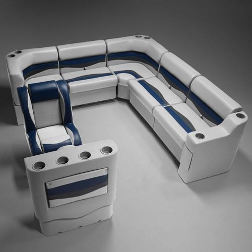 Gray, Blue & Charcoal Pontoon Boat Seats