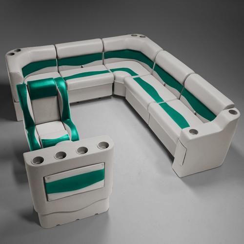 Ivory & Teal Pontoon Boat Seats