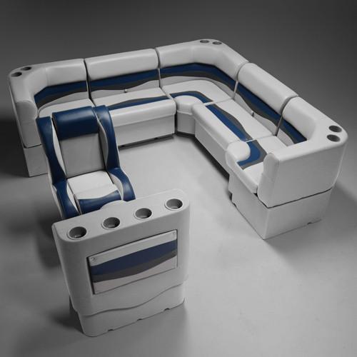 Gray, Blue & Charcoal Pontoon Boat Seats