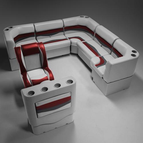 Gray, Red & Charcoal Pontoon Boat Seats