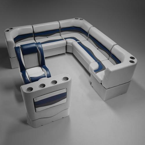 Gray, Blue & Charcoal Pontoon Boat Seats