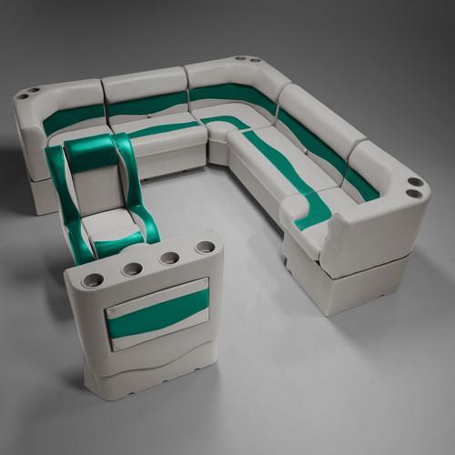 Ivory & Teal Pontoon Boat Seats