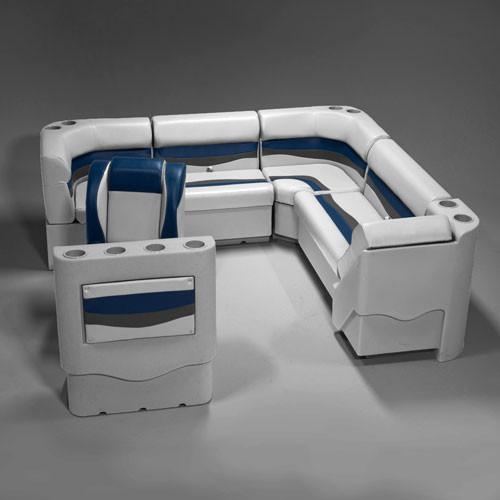 Gray, Blue & Charcoal Pontoon Boat Seats