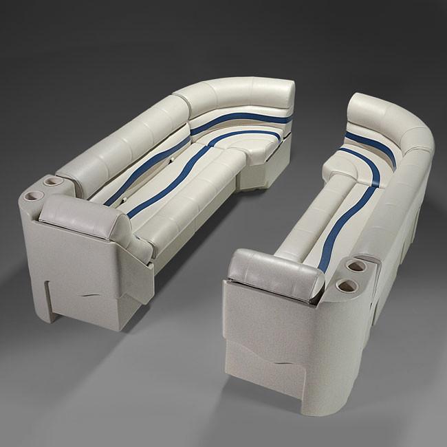 Ivory, Blue & Tan Pontoon Boat Seats