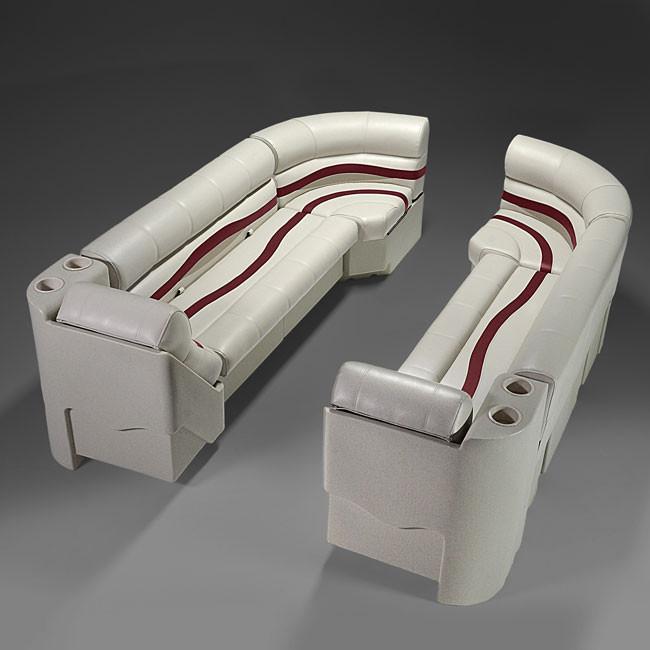 Ivory, Burgundy & Tan Pontoon Boat Seats