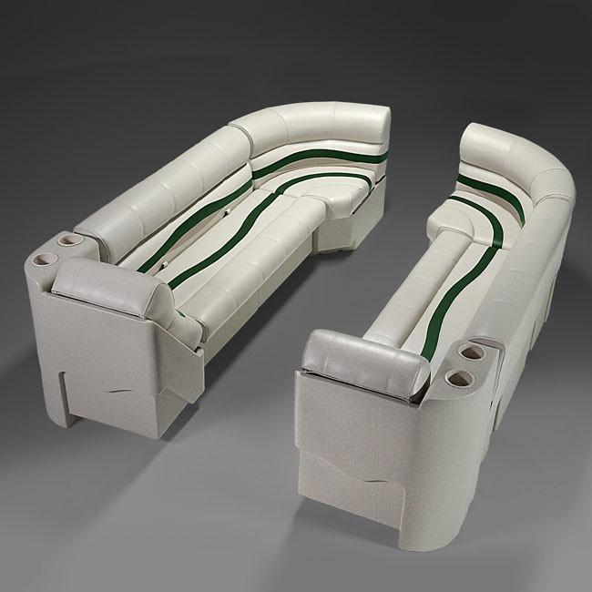 Ivory, Green & Tan Pontoon Boat Seats