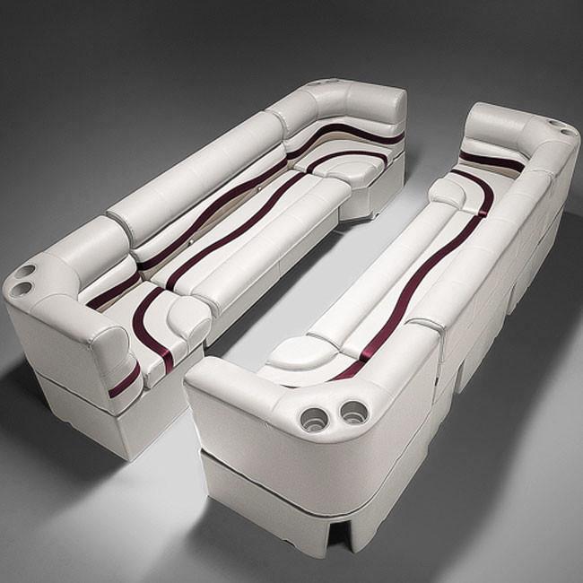 Ivory, Burgundy & Tan Pontoon Boat Seats