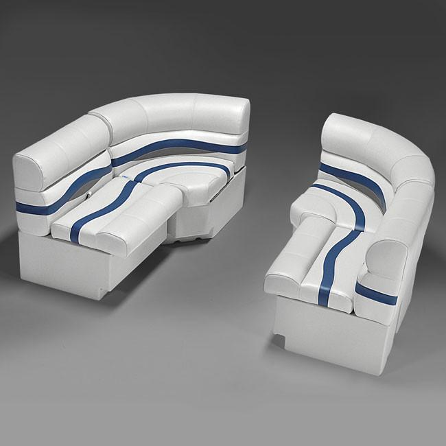 Gray, Blue & Tan Pontoon Boat Seats