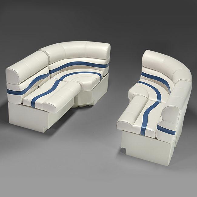 Ivory, Blue & Tan Pontoon Boat Seats