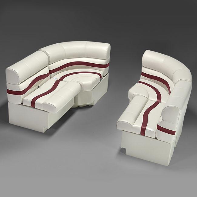 Ivory, Burgundy & Tan Pontoon Boat Seats