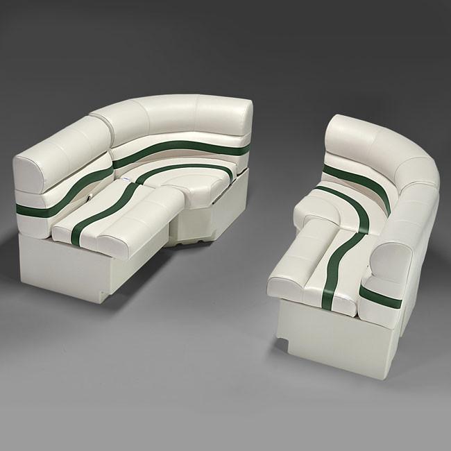 Ivory, Green & Tan Pontoon Boat Seats