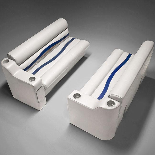 Pontoon Boat Seats #color_ivory, blue & tan