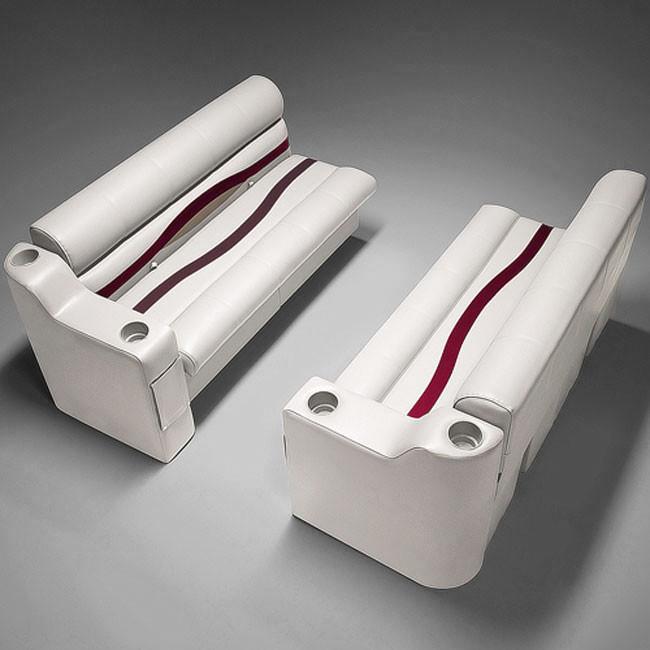 Pontoon Boat Seats #color_ivory, burgundy & tan