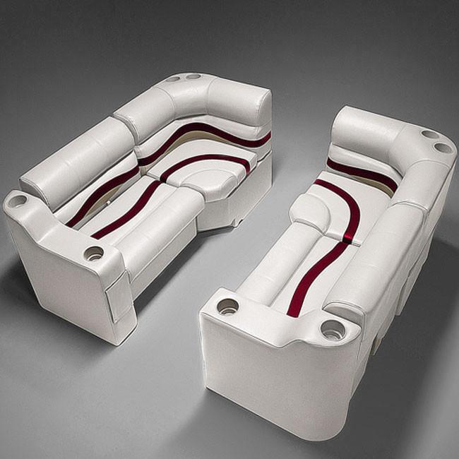 Ivory, Burgundy & Tan Pontoon Boat Seats