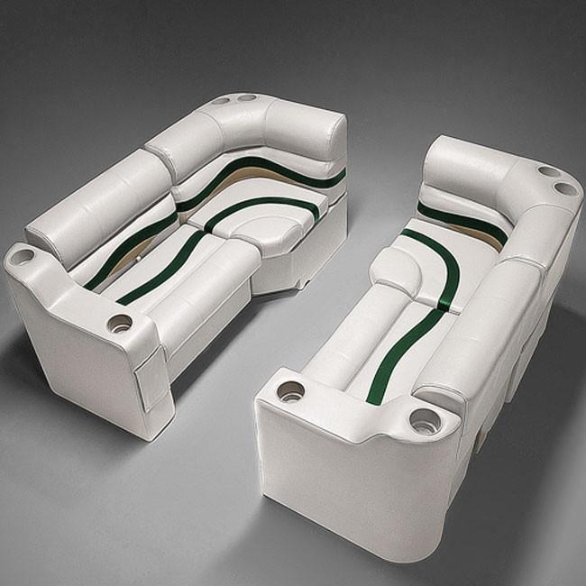 Ivory, Green & Tan Pontoon Boat Seats