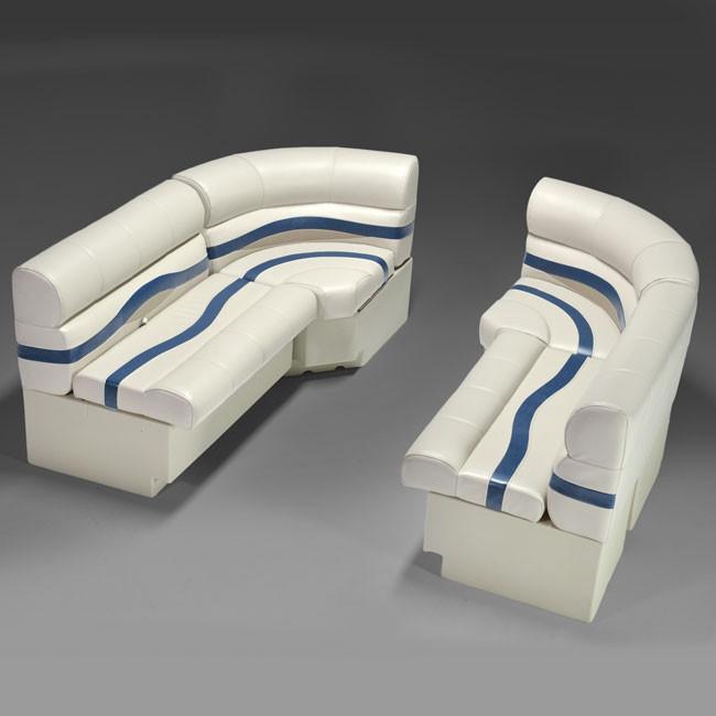 Ivory, Blue & Tan Pontoon Boat Seats