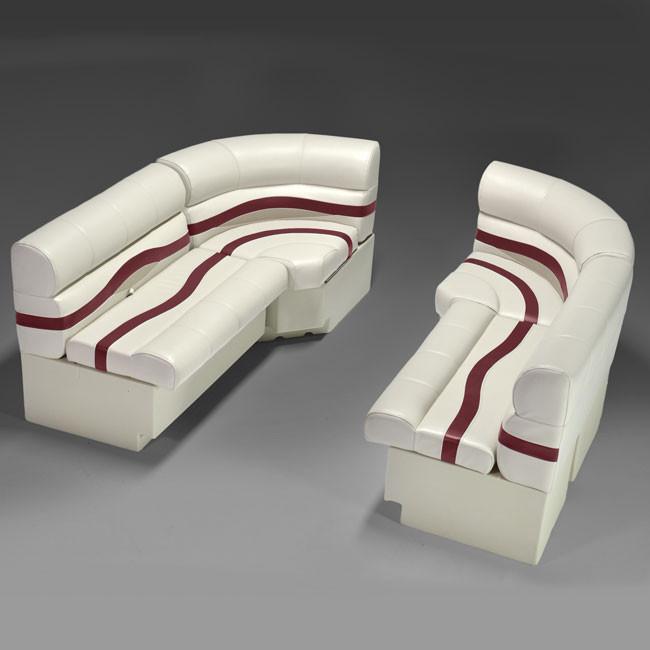 Ivory, Burgundy & Tan Pontoon Boat Seats