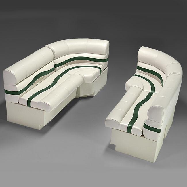 Ivory, Green & Tan Pontoon Boat Seats