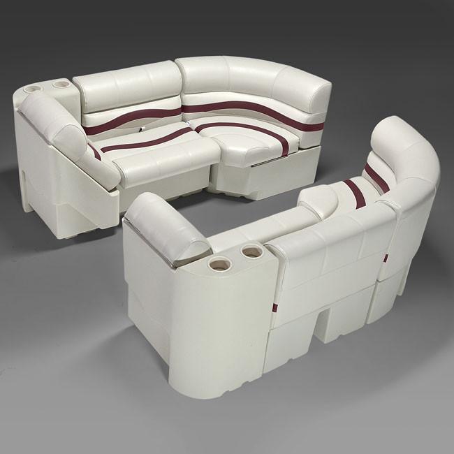 Ivory, Burgundy & Tan Pontoon Boat Seats