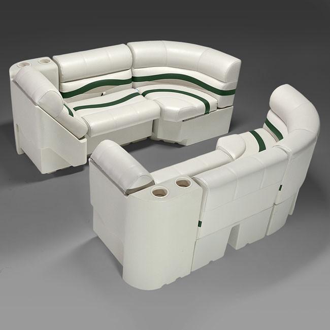 Ivory, Green & Tan Pontoon Boat Seats