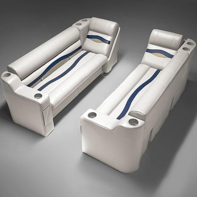 Ivory, Blue & Tan Pontoon Boat Seats