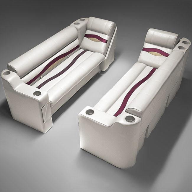 Ivory, Burgundy & Tan Pontoon Boat Seats