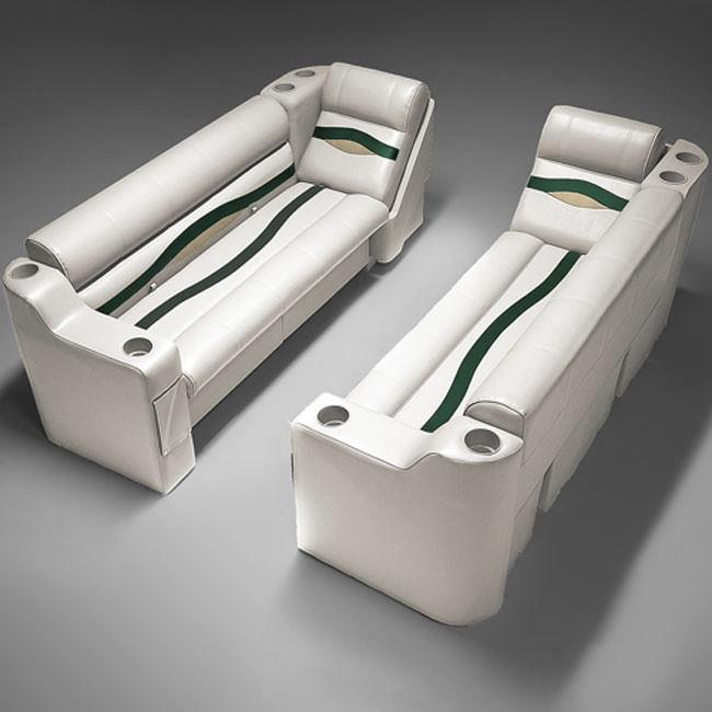 Ivory, Green & Tan Pontoon Boat Seats