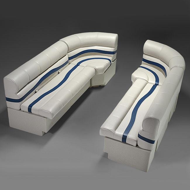 Ivory, Blue & Tan Pontoon Boat Seats