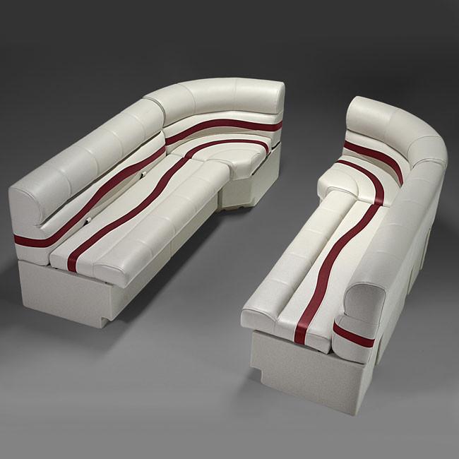 Ivory, Burgundy & Tan Pontoon Boat Seats