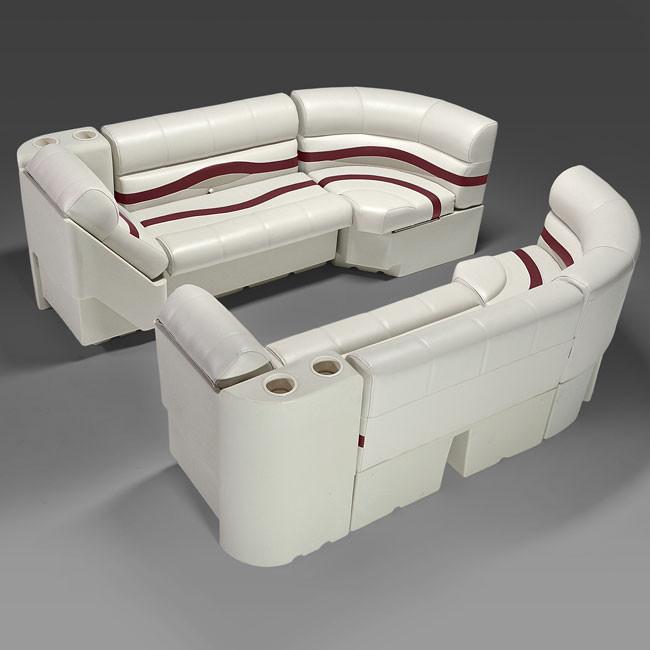 Ivory, Burgundy & Tan Pontoon Boat Seats