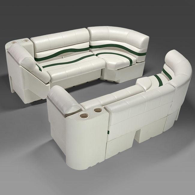 Ivory, Green & Tan Pontoon Boat Seats