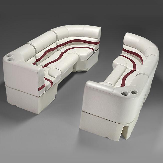 Ivory, Burgundy & Tan Pontoon Boat Seats