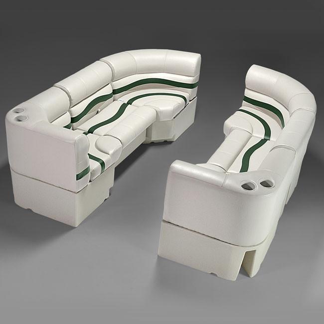 Ivory, Green & Tan Pontoon Boat Seats