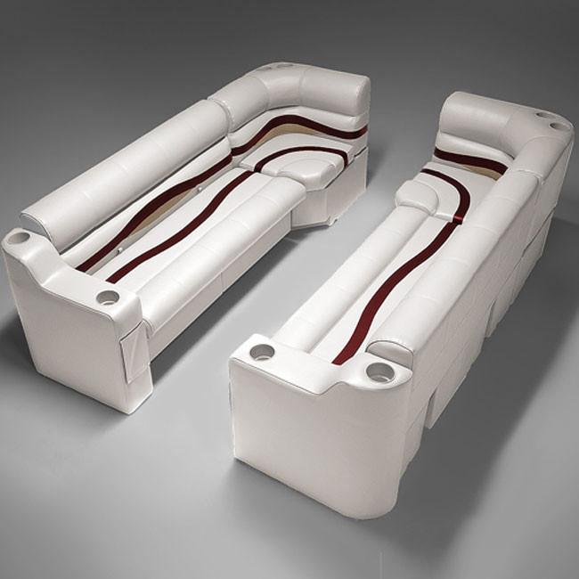 Ivory, Burgundy & Tan Pontoon Boat Seats