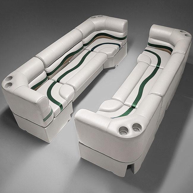 Ivory, Green & Tan Pontoon Boat Seats