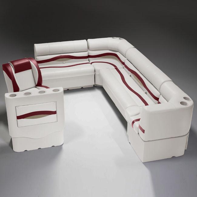 Ivory, Burgundy & Tan Pontoon Boat Seats