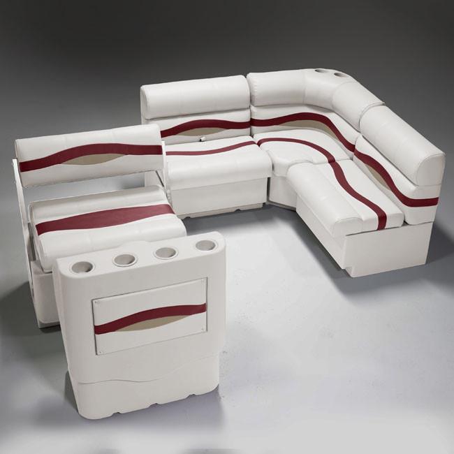 Ivory, Burgundy & Tan Pontoon Boat Seats