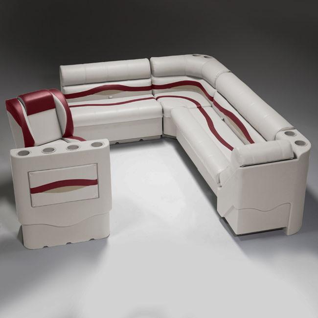 Ivory, Burgundy & Tan Pontoon Boat Seats