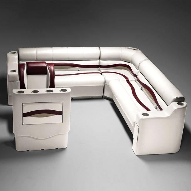 Pontoon Boat Seats #color_ivory, burgundy & tan