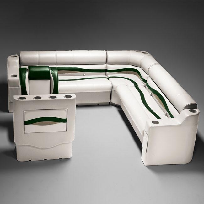 Pontoon Boat Seats #color_ivory, green & tan