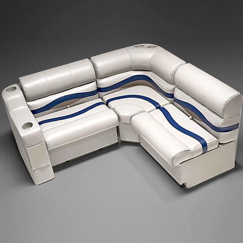 Ivory, Blue & Tan Pontoon Boat Seats