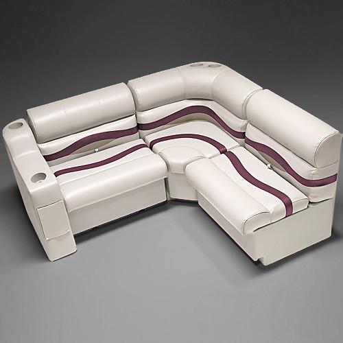 Ivory, Burgundy & Tan Pontoon Boat Seats