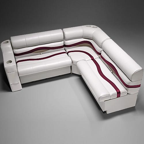 Ivory, Burgundy & Tan Pontoon Boat Seats