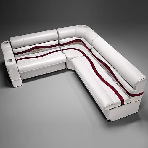 Ivory, Burgundy & Tan Pontoon Boat Seats