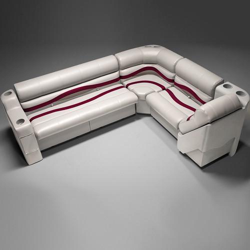 Ivory, Burgundy & Tan Pontoon Boat Seats