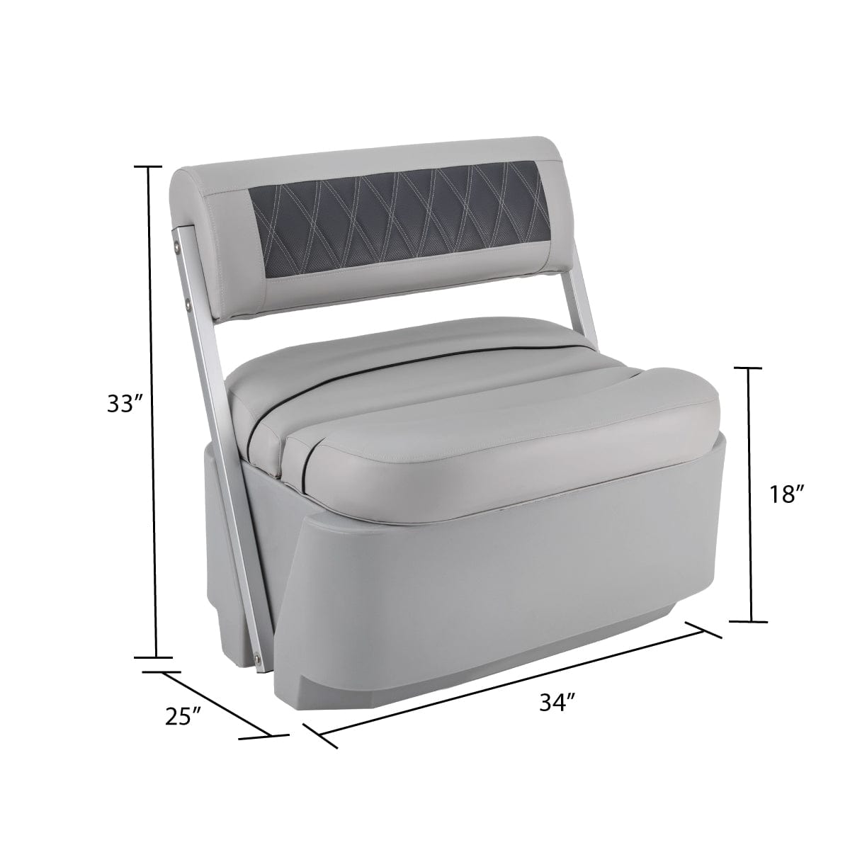 DeckMate Pontoon Luxury Flip Flop Seat dimensions #color_charcoal & gray